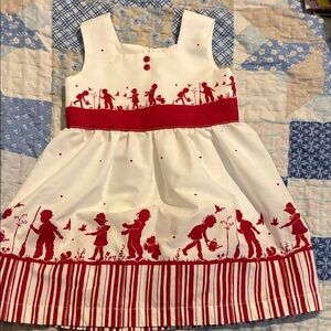 Vintage handmade Red and White Children's Dress